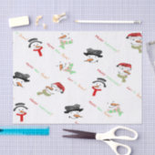 クリスマスのお洒落な雪だるまパターン 薄葉紙 (クラフト)