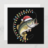 クリスマスのお父さんバス釣り面白い釣り漁師 シーズンカード (正面/裏面)