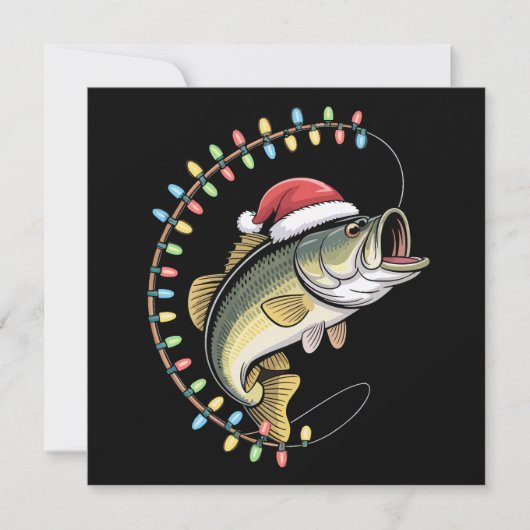 クリスマスのお父さんバス釣り面白い釣り漁師 シーズンカード (正面)