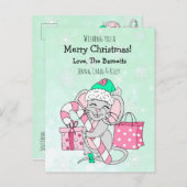 クリスマスのお目出度う可愛いネズミ シーズンポストカード (正面/裏面)