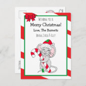 クリスマスのお目出度う可愛いネズミ シーズンポストカード (正面/裏面)