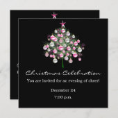 クリスマスのお祝いのピンクテーマの招待状 招待状 (正面/裏面)