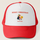クリスマスのお祝いの言葉 プリントキャップ 白赤 キャップ (正面)