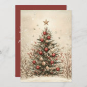 クリスマスのお祝いカード クリスマスツリー シーズンカード (正面/裏面)