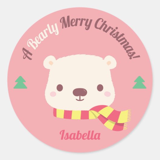 クリスマスのお祝いギフト ラウンドシール (正面)