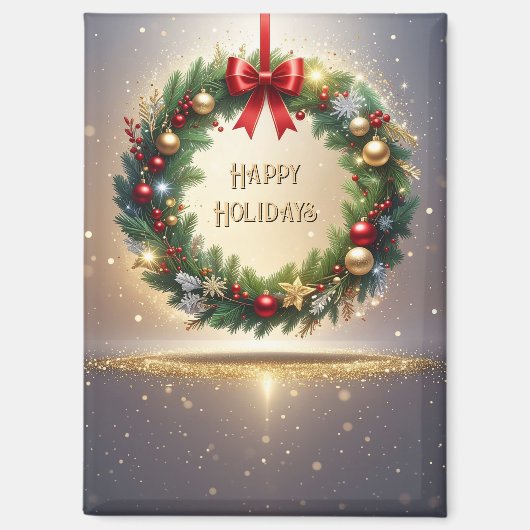 クリスマスのお祝いリース クリスマス ホリデー マグネット (正面)
