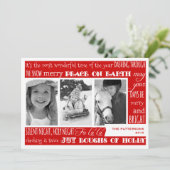 クリスマスのお祝い3の写真のコラージュカード|赤 招待状 (スタンド正面)