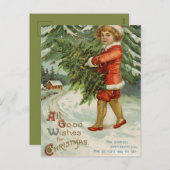 クリスマスのお祝い-ヴィンテージはがき シーズンポストカード (正面/裏面)