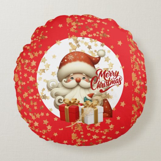 クリスマスのお祝い 休日の装飾 オーナメント🎅 ラウンドクッション (正面)