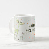 クリスマスのお祝い 緑のシカ 冬の休日 かわいい コーヒーマグカップ (正面左)