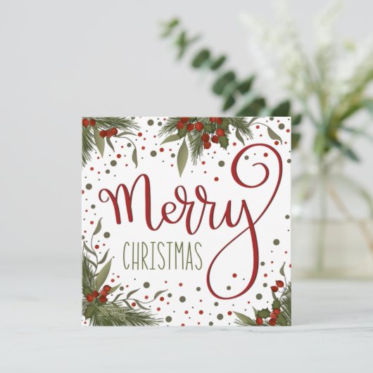 クリスマスのお祝い 花のフェスティブホリデー シーズンカード (スタンド正面)
