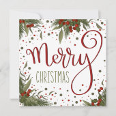 クリスマスのお祝い 花のフェスティブホリデー シーズンカード (正面)