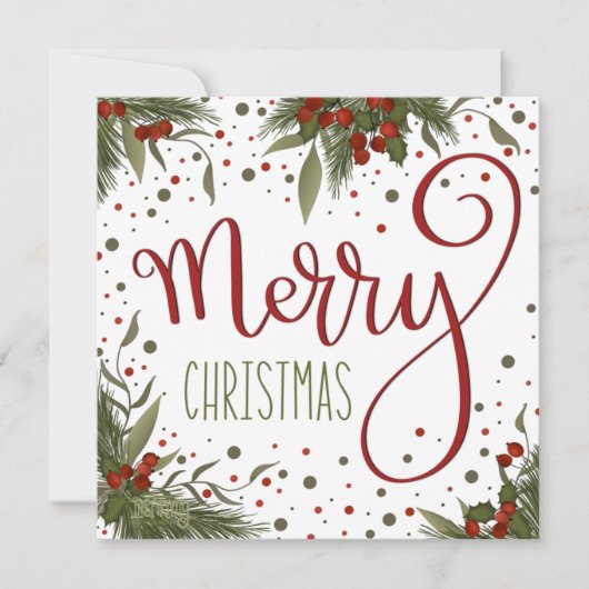 クリスマスのお祝い 花のフェスティブホリデー シーズンカード (正面)