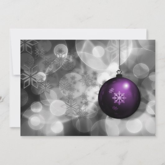 クリスマスのお祝い 銀と紫のクリスマスカード シーズンカード (正面)