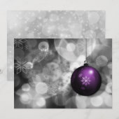 クリスマスのお祝い 銀と紫のクリスマスカード シーズンカード (正面/裏面)