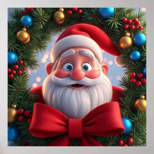 クリスマスのお祭りイラスト サンタクロース ポスター (正面)