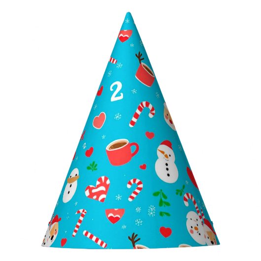 クリスマスのお祭り柄 パーティーハット (正面)