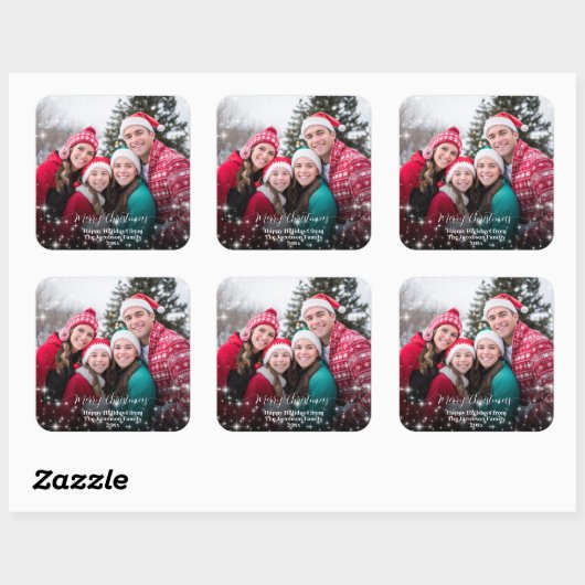 クリスマスのお祭り気分を盛り上げる写真オーバーレイ スクエアシール (シート)