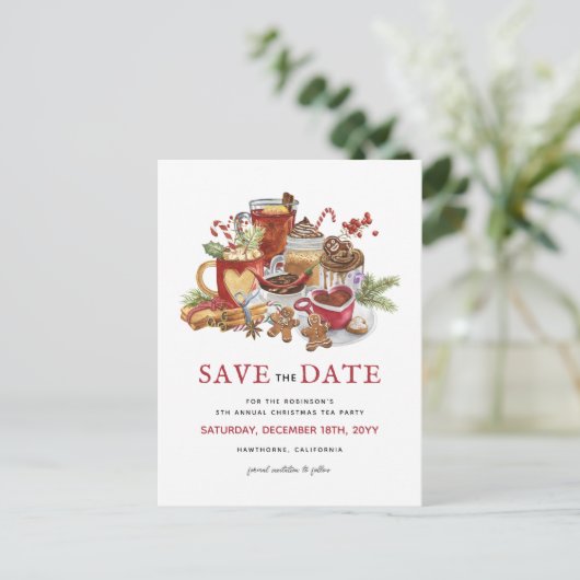 クリスマスのお祭り気分を盛り上げるSave the Date シーズンポストカード (スタンド正面)