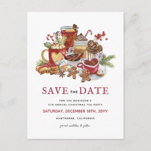 クリスマスのお祭り気分を盛り上げるSave the Date シーズンポストカード (正面)