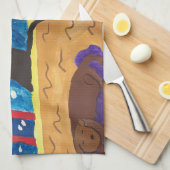 クリスマスのお茶タオルを待っている キッチンタオル (四つ折り)