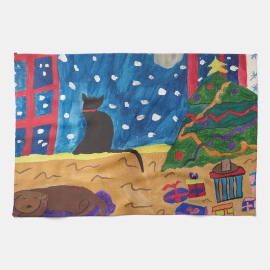 クリスマスのお茶タオルを待っている キッチンタオル (横)