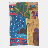 クリスマスのお茶タオルを待っている キッチンタオル (縦)