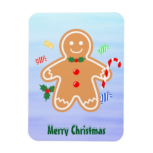 クリスマスのお菓子ジンジャーブレッドマンキャンディケイン マグネット (縦)