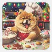 クリスマスのお菓子作り: ホリデーシーズンの喜び スクエアシール (正面)