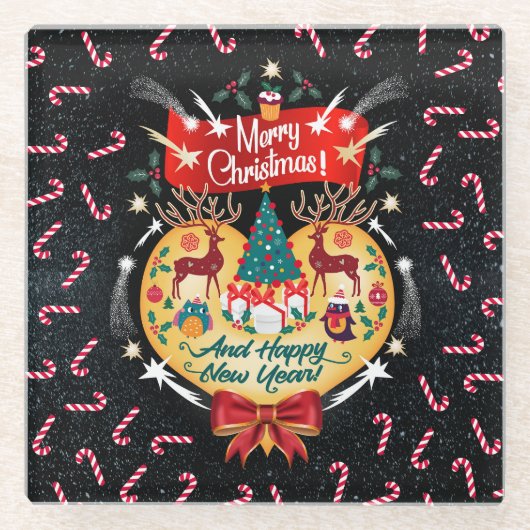 クリスマスのお菓子 ガラスコースター (正面)