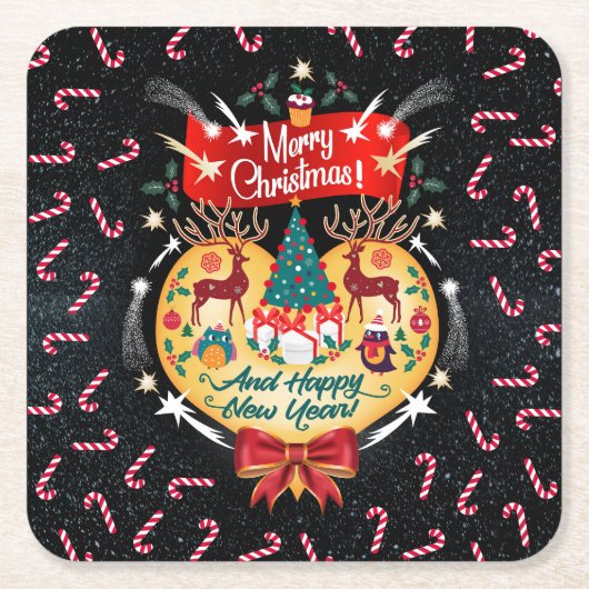 クリスマスのお菓子 スクエアペーパーコースター (正面)