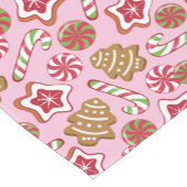 クリスマスのお菓子 – ピンク ショートテーブルランナー (コーナー)