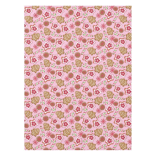 クリスマスのお菓子 – ピンク テーブルクロス (正面)