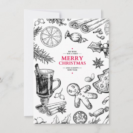 クリスマスのお菓子 ヴィンテージの絵。 クリスマスホリデー シーズンカード (正面)