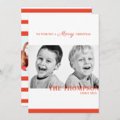 クリスマスのお菓子 赤いストライプ 2つの写真 シーズンカード (正面/裏面)