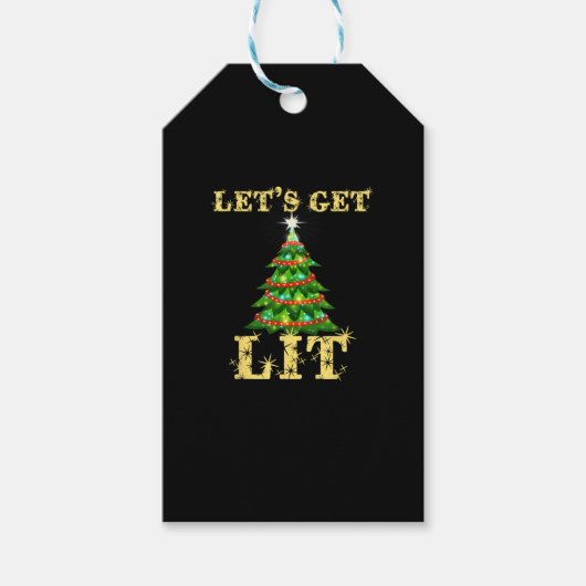 クリスマスのお酒の面白グッズ Let's Get Lit ギフトタグ (正面)