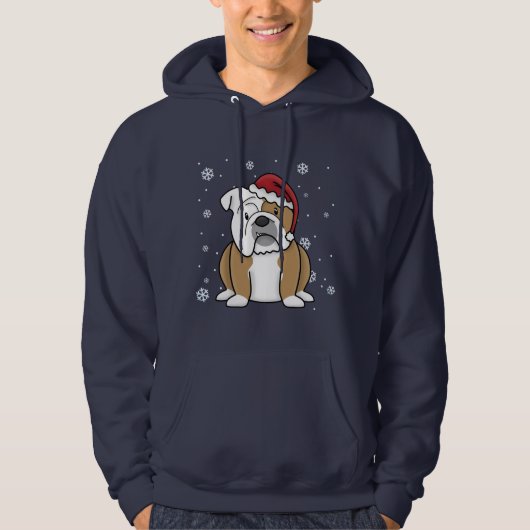 クリスマスのかわいいの英国のブルドッグ パーカ (正面)