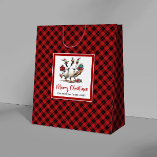 クリスマスのかわいいガチョウのギフトバッグ ラージペーパーバッグ