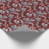 クリスマスのかわいいキツネの動物の柄がラップピン ラッピングペーパー (角)