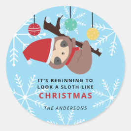 クリスマスのかわいいナマケモノに見え始めた ラウンドシール