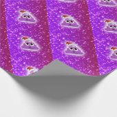 クリスマスのかわいいユニコーンのウンチのEmojiの白熱 ラッピングペーパー (角)
