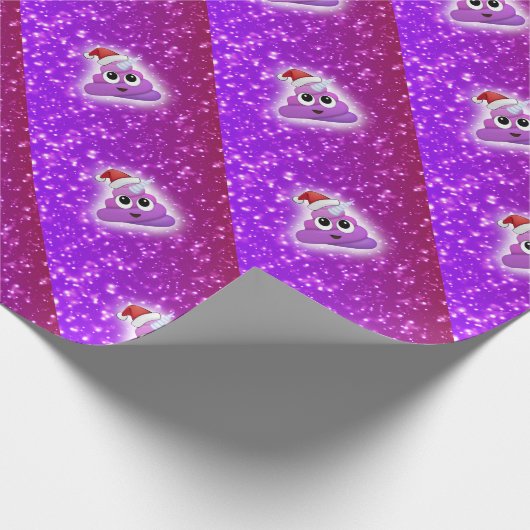 クリスマスのかわいいユニコーンのウンチのEmojiの白熱 ラッピングペーパー (角)