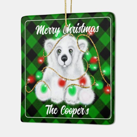 クリスマスのかわいい北極クマの赤ちゃん、サンタクマの赤ちゃん セラミックオーナメント (左)