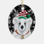 クリスマスのかわいい北極クマの赤ちゃん、サンタベアの赤ちゃん セラミックオーナメント (右)
