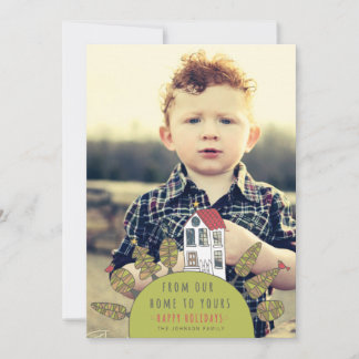 クリスマスのかわいい家のイラストレーションの写真カード シーズンカード