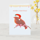 クリスマスのかわいい小鳥 カード (黄色い花)