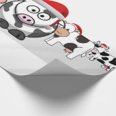 クリスマスのかわいい牛幸せな休日 ラッピングペーパー (角)