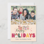 クリスマスのかわいい犬のカラフルな現代的なホリデーカード シーズンカード (正面)