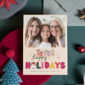 クリスマスのかわいい犬のカラフルな現代的なホリデーカード シーズンカード