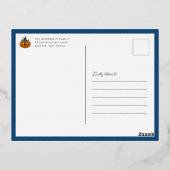 クリスマスのかわいい猫たちが雪の青で知り合う 箔シーズンポストカード (裏面)